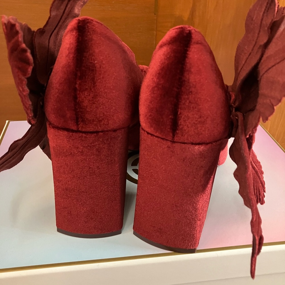 Cecelia New York Mislead maroon velvet block heel Mary Janes - Picture 7 of 10